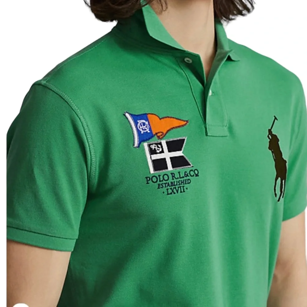Polo Ralph Lauren Classic Fit Big Pony Mesh Polo Shirt NWT Green Men’s Large - Picture 7 of 9